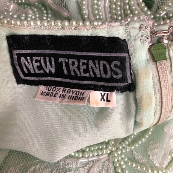 Vintage Beaded Sequined Blouse Lime Green XL - Picture 8 of 12